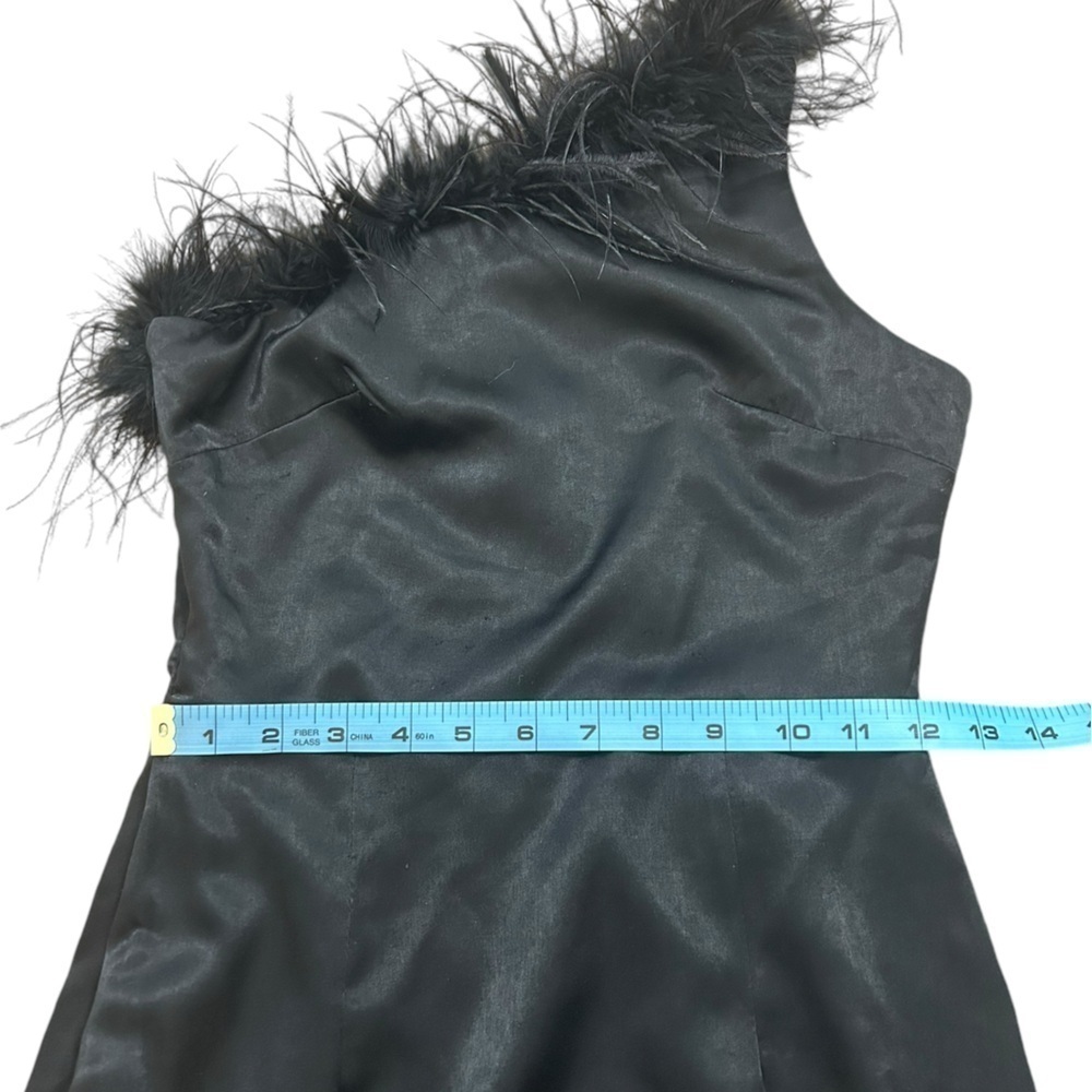 Altar’d State Feather Detail Satin One Shoulder Little Black Dress Women’s Sz XS - Picture 10 of 13